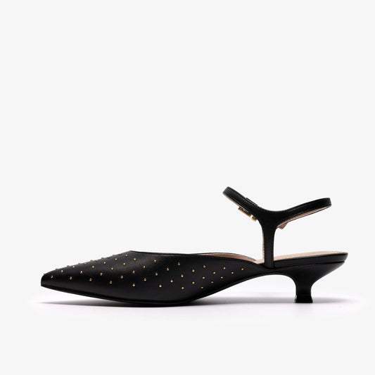 Pisa Stud Black Leather