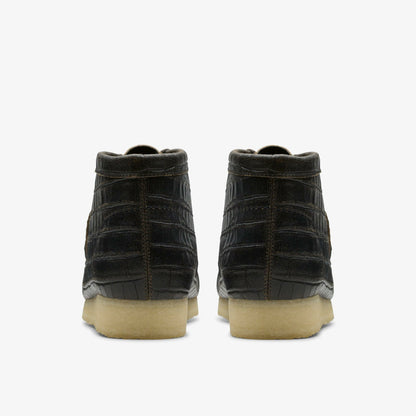 Wallabee Boot Black Crocodile Distress
