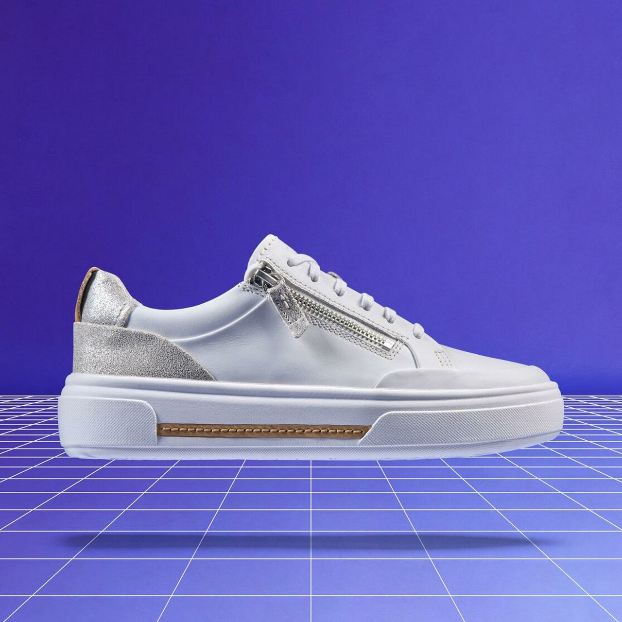 Hollyhock Zip Silver Combination Leather