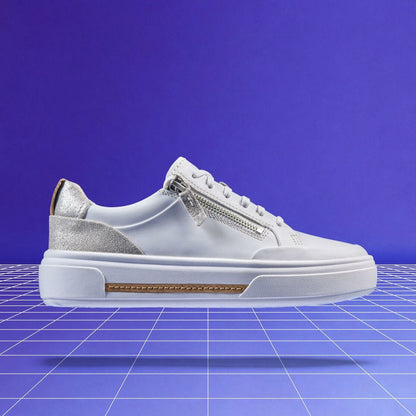 Hollyhock Zip Silver Combination Leather