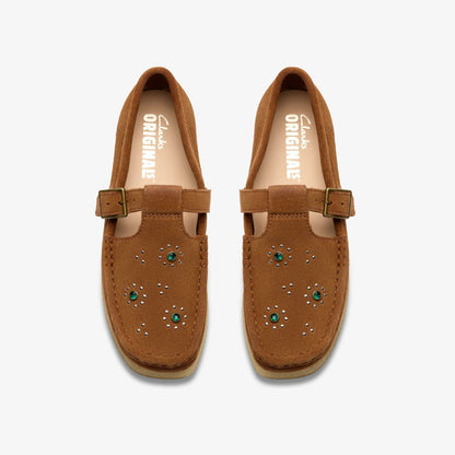 Wallabee T Bar Brown/Orange Suede