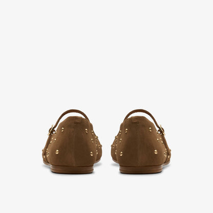 Livia Stud Walnut Suede