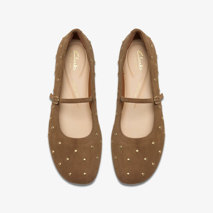 Livia Stud Walnut Suede