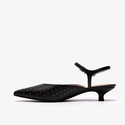 Pisa Stud Black Leather