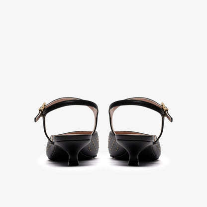 Pisa Stud Black Leather
